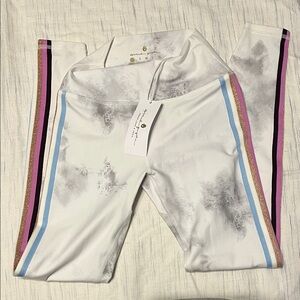 NWT XS Spiritual Gangster high waist leggings White/gray marbled glitter stripes